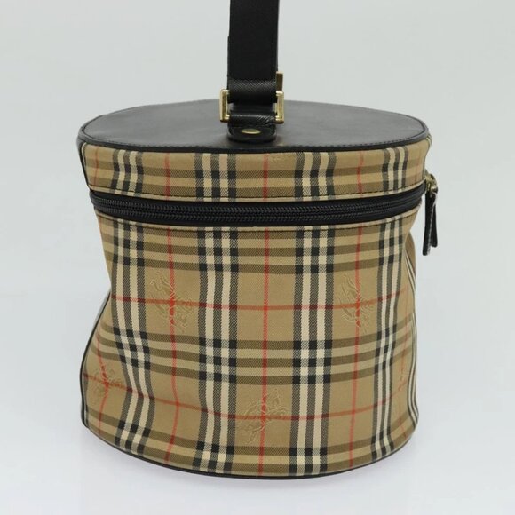 Burberrys Nova Check Vanity Pouch Canvas Beige Gold Auth - Picture 11 of 14